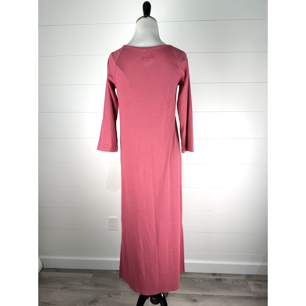 Nines by Hatch Maternity Ribbed Bodycon Midi T Shirt Dress L Pink Stretch Pencil - Picture 4 of 7